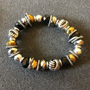 Lia Sophia Silver Black Stretch Bracelet